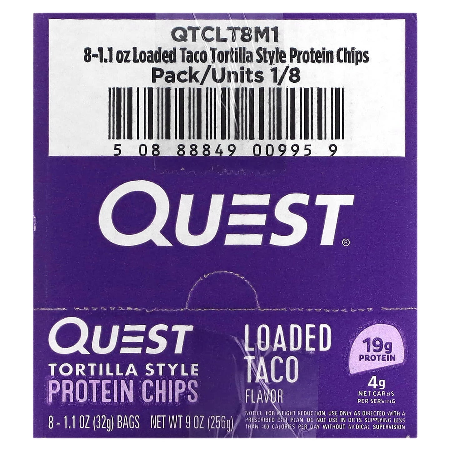 Quest Nutrition, Tortilla Style Protein Chips, Loaded Taco, 8 Bags, 1.1 oz (32 g) Each