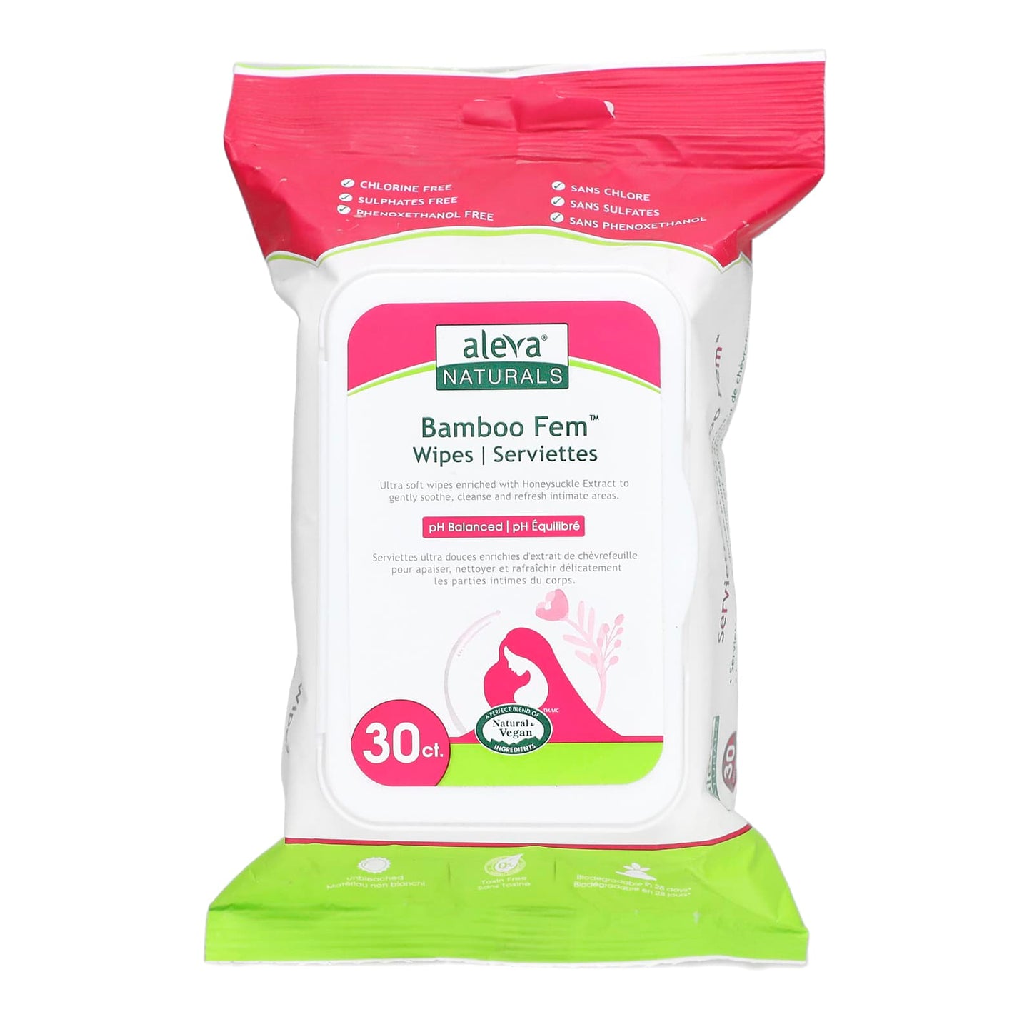 Aleva Naturals-Bamboo Fem Wipes-30 Wipes