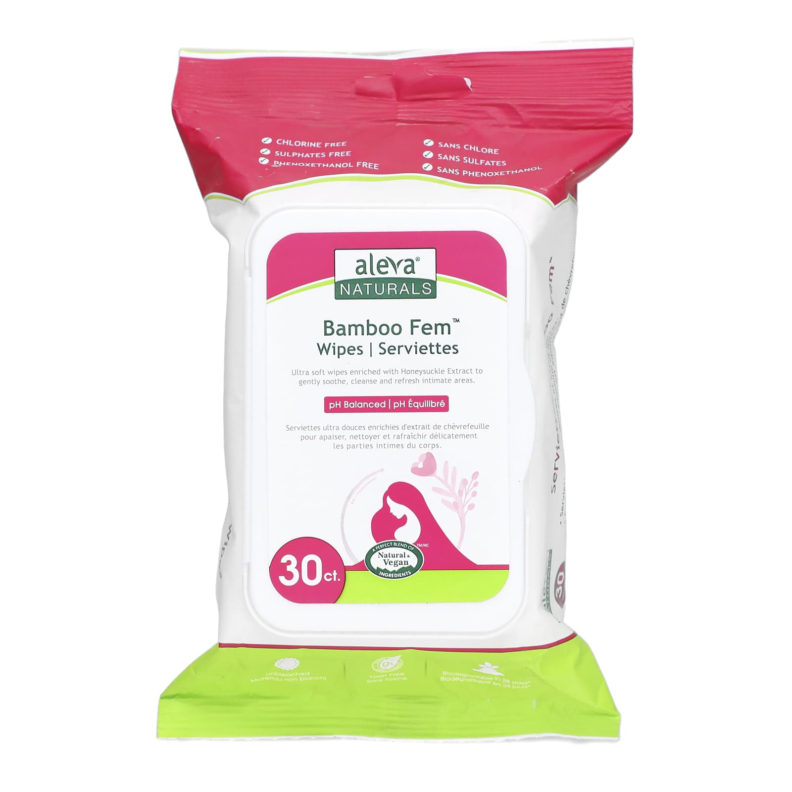 Aleva Naturals-Bamboo Fem Wipes-30 Wipes