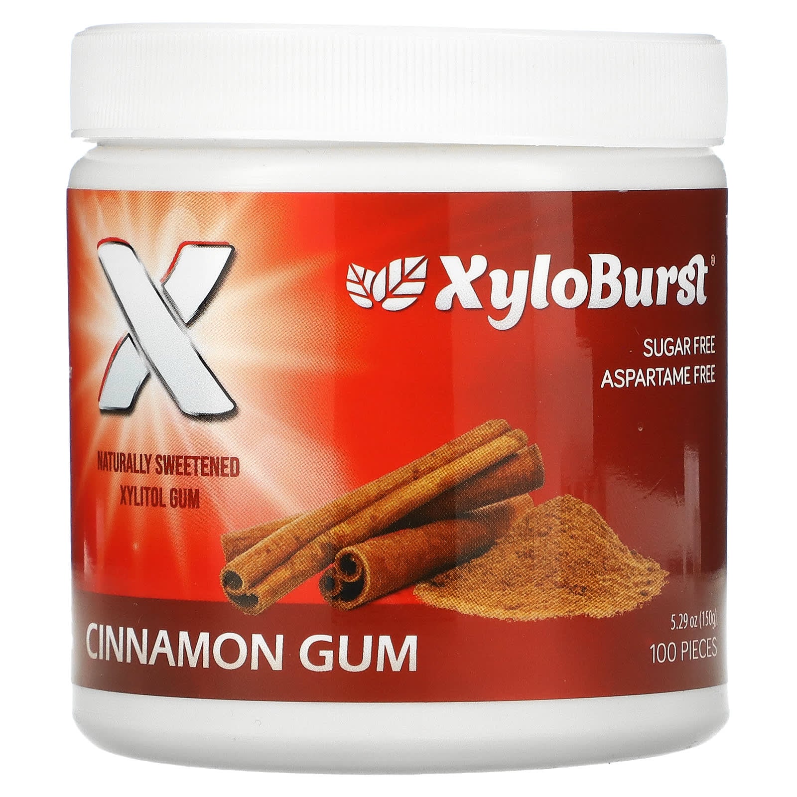 Xyloburst-Xylitol Gum-Cinnamon-100 Pieces -5.29 oz (150 g)