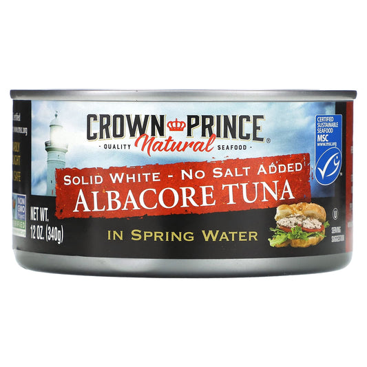 Crown Prince Natural-Albacore Tuna-Solid White - No Salt Added-In Spring Water-12 oz (340 g)