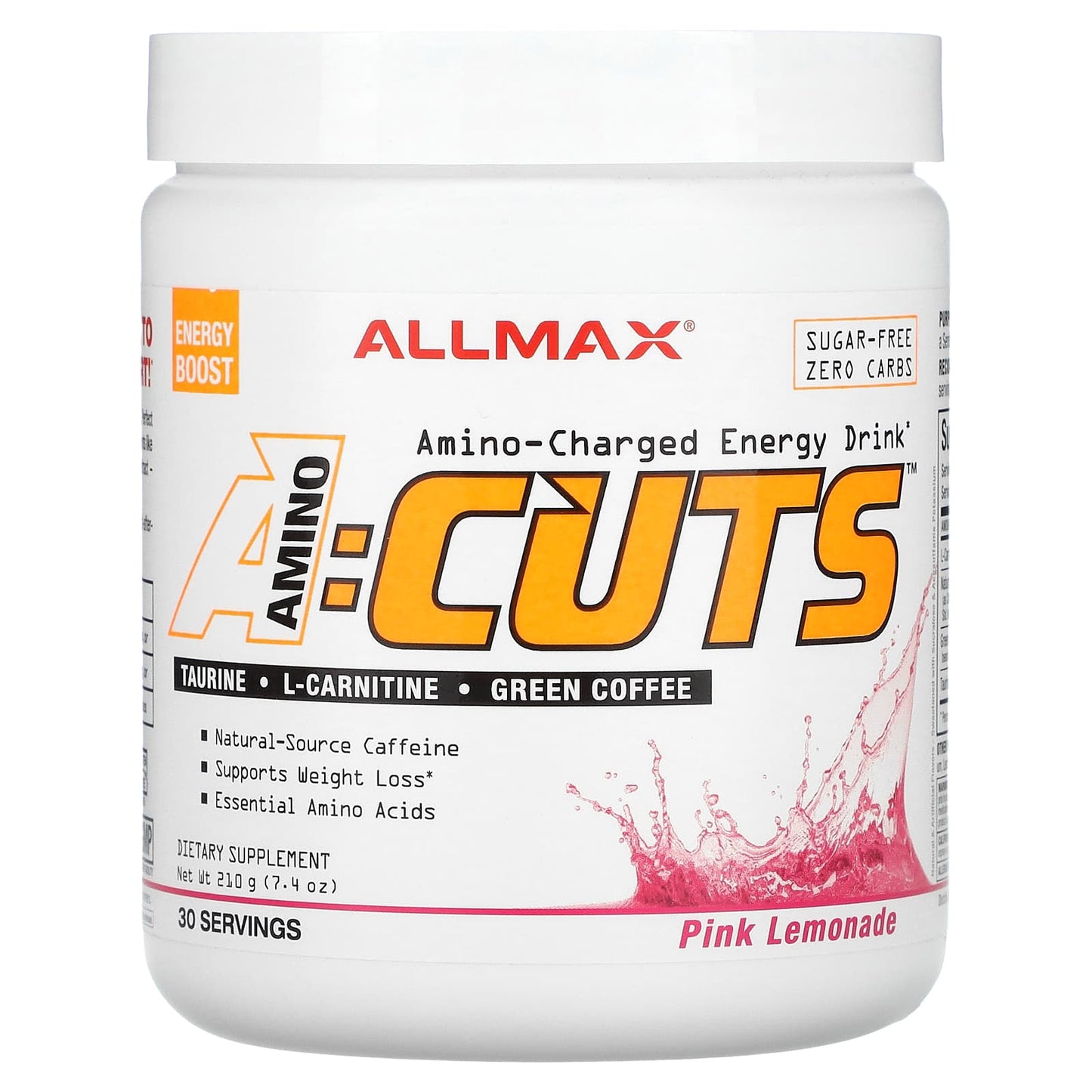 ALLMAX-ACUTS-Amino-Charged Energy Drink-Pink Lemonade-7.4 oz (210 g)