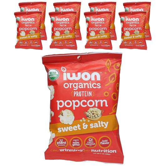 IWON Organics-Organic Protein Popcorn-Sweet & Salty-8 Bags-1 oz (28 g) Each