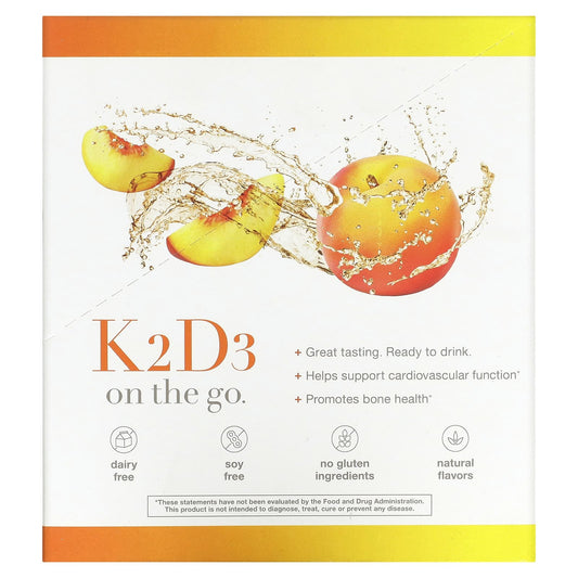 Youtheory-K2D3 On Th Go-Peach-12 Packets-1 fl oz (30 ml) Each