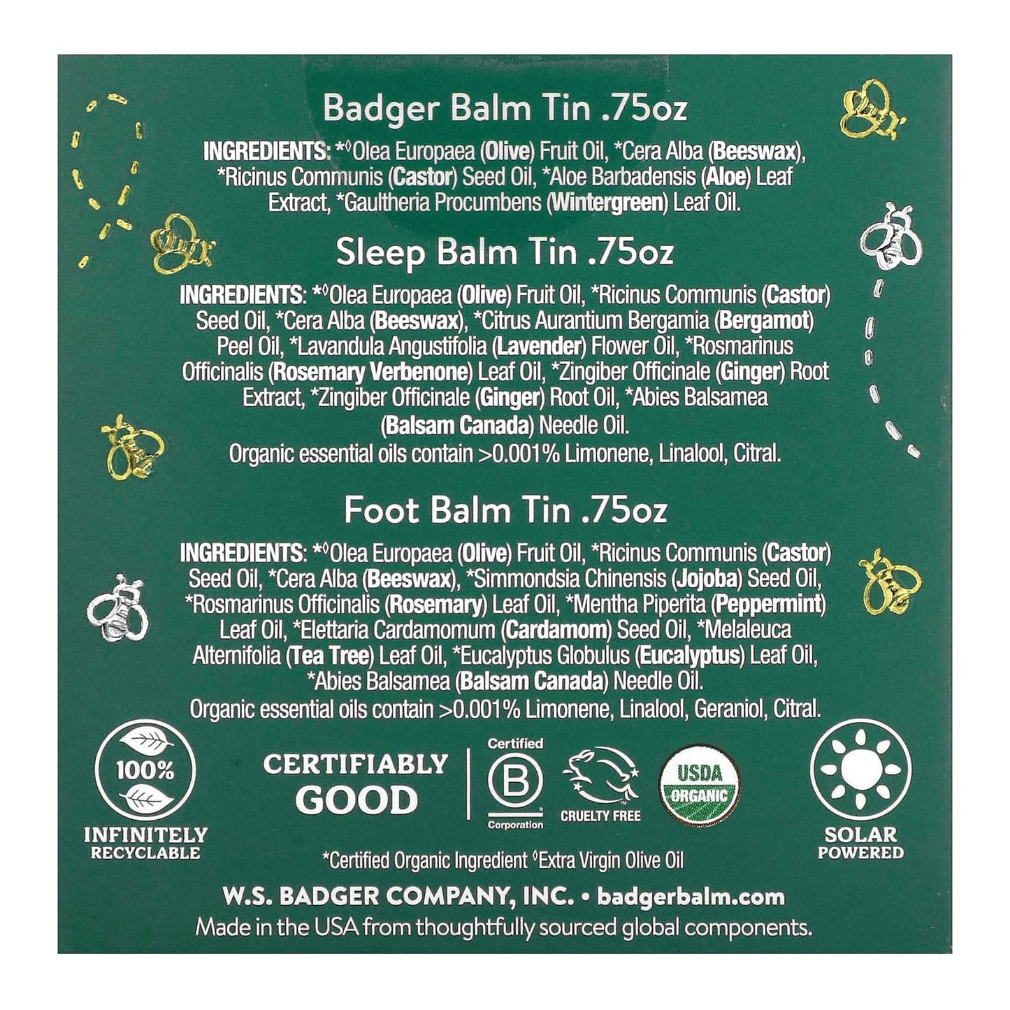 Badger Company, Restore, Recover & Rest Balm Trio, 3 Piece Kit, .75 oz (21 g) Each