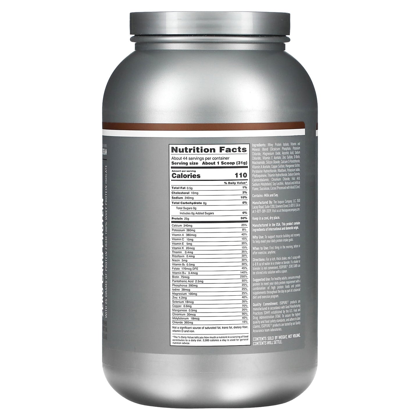 Isopure, Zero Carb, Protein Powder, Cookies & Cream, 3 lb (1.36 kg)