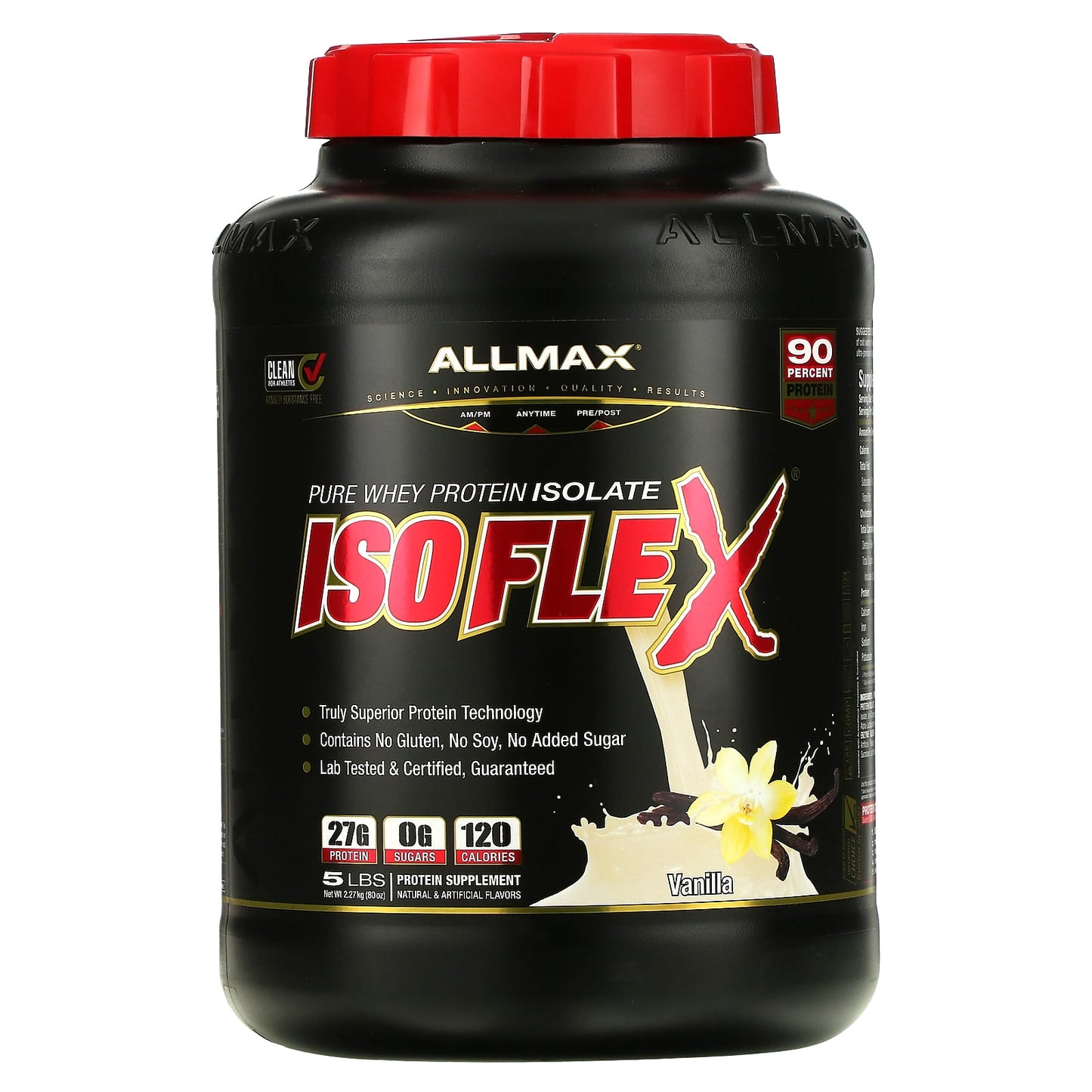 ALLMAX-Isoflex-100% Pure Whey Protein Isolate-Vanilla-5 lbs (2.27 kg)