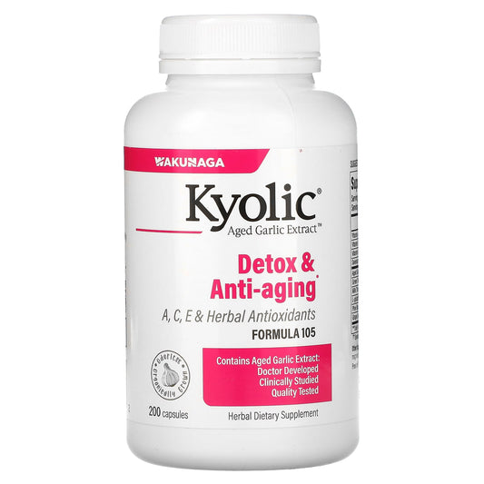 Kyolic-Aged Garlic Extract-Detox & Anti-Aging-Formula 105-200 Capsules