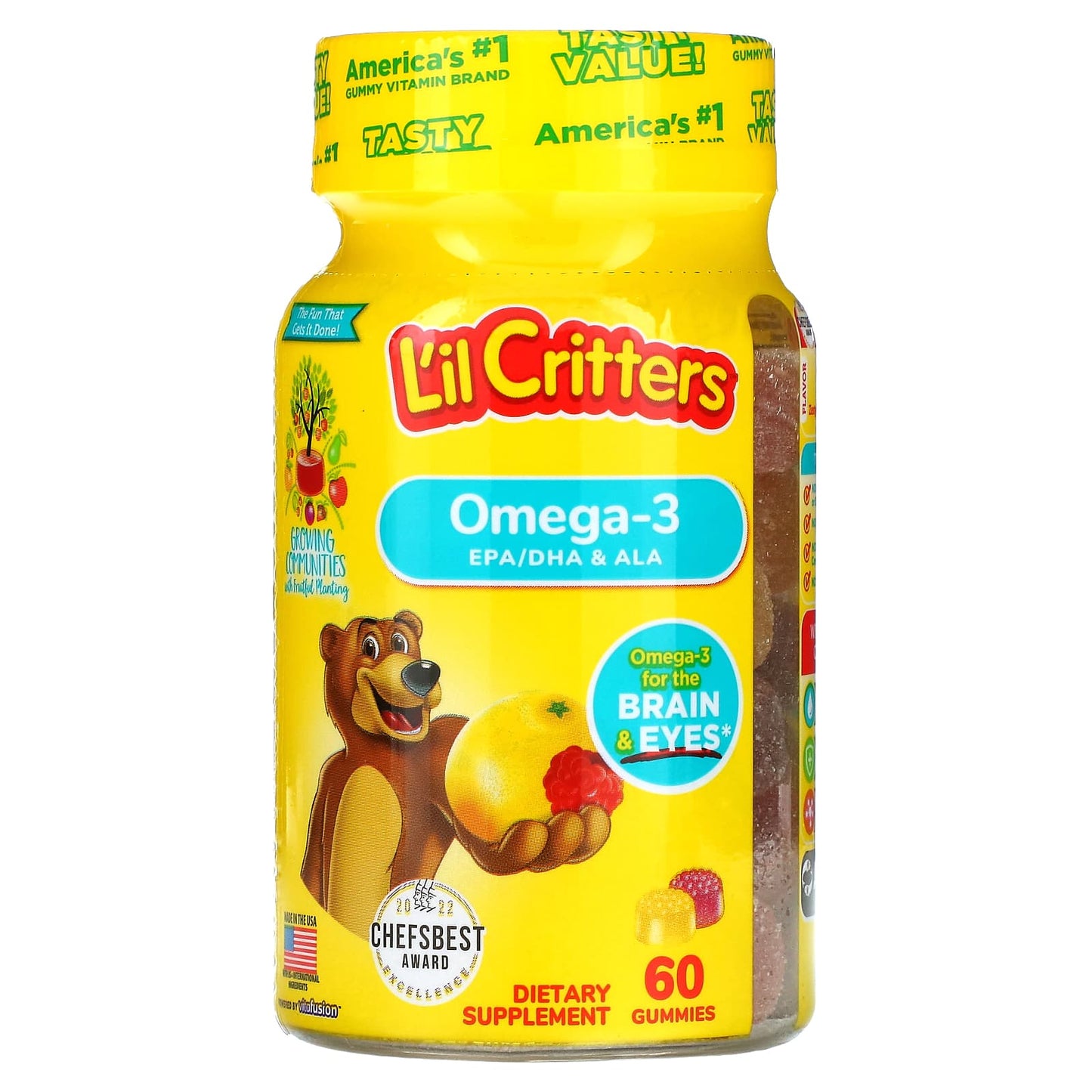 L'il Critters-Omega-3-Zesty Raspberry-Lemonade-60 Gummies