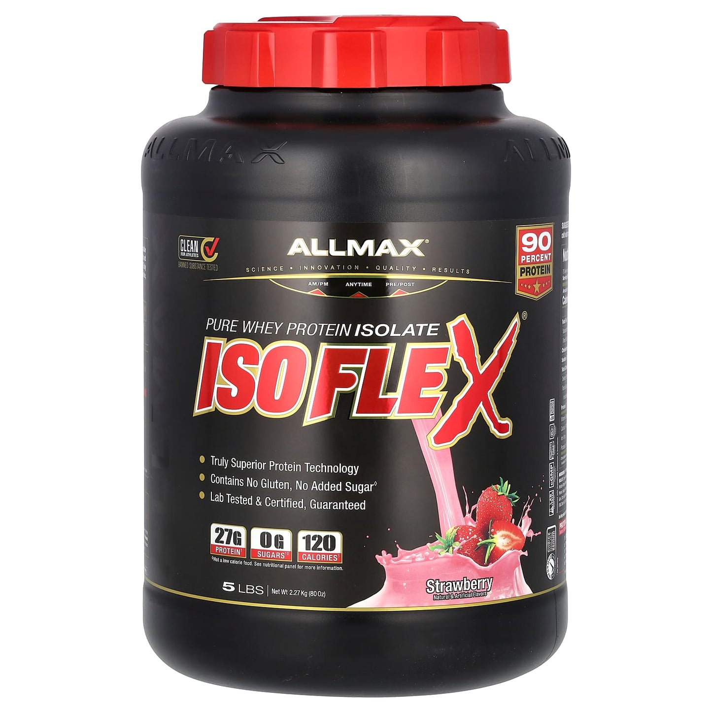 ALLMAX-Isoflex-Pure Whey Protein Isolate-Strawberry-5 lbs (2.27 kg)