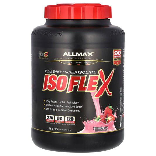 ALLMAX-Isoflex-Pure Whey Protein Isolate-Strawberry-5 lbs (2.27 kg)