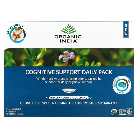 Organic India-Cognitive Support Daily Pack-30 Daily Packs-180 Vegetable Capsules