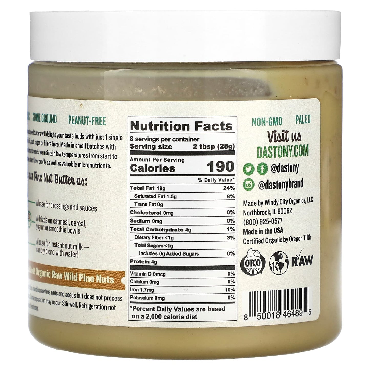 Dastony, Organic Wild Pine Nut Butter,  8 oz (227 g)