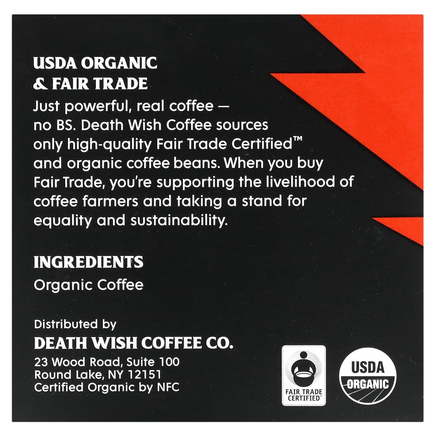 Death Wish Coffee, The World's Strongest Coffee, Dark Roast, 10 Single Serve Coffee Pods, 0.44 oz (12.5 g) Each