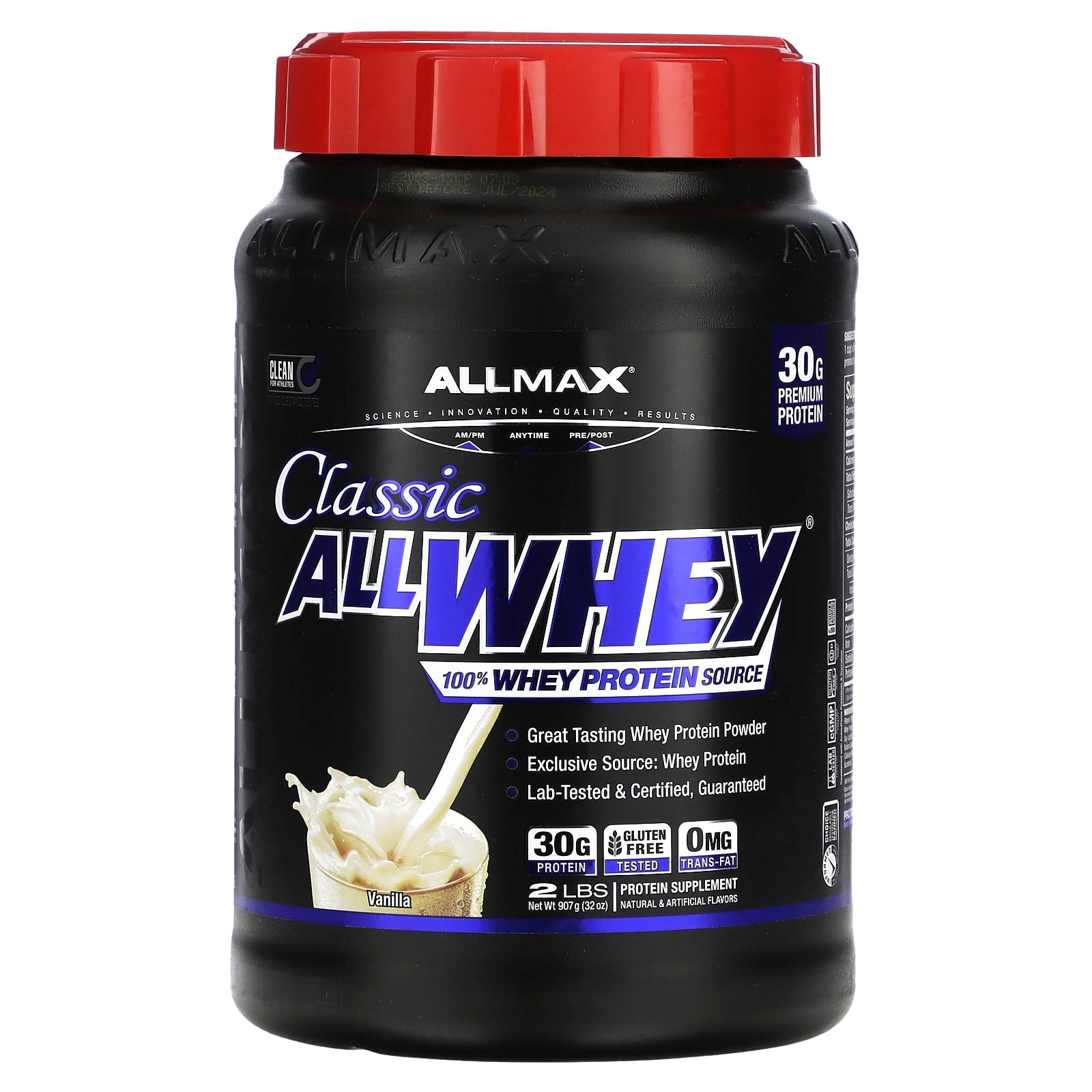 ALLMAX-Classic AllWhey-100% Whey Protein-Vanilla-2 lbs (907 g)