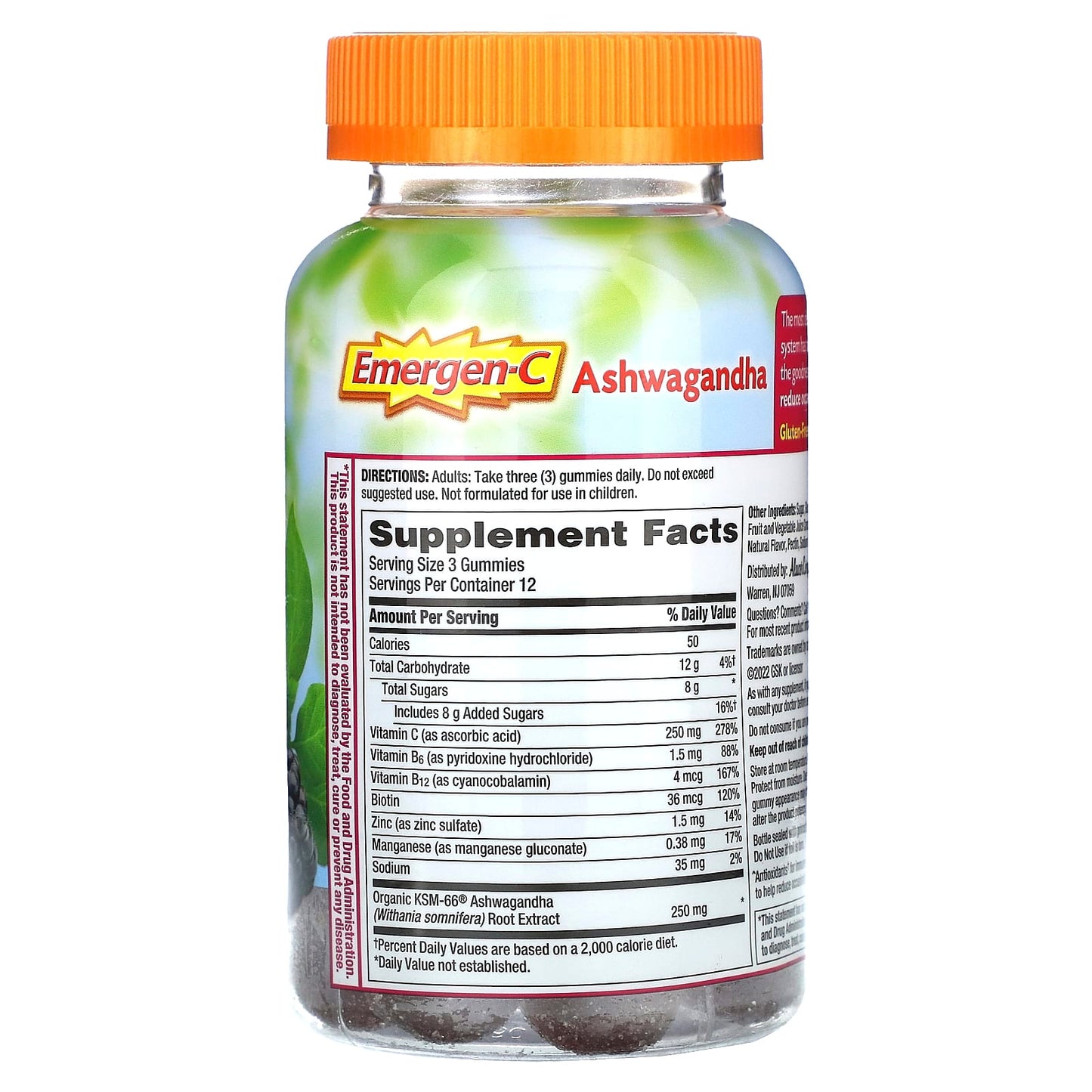 Emergen-C, Ashwagandha, Berry Blend, 36 Gummies