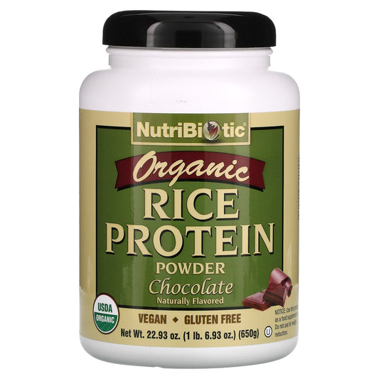 NutriBiotic-Organic Rice Protein Powder-Chocolate-1 lb 6.93 oz (650 g)