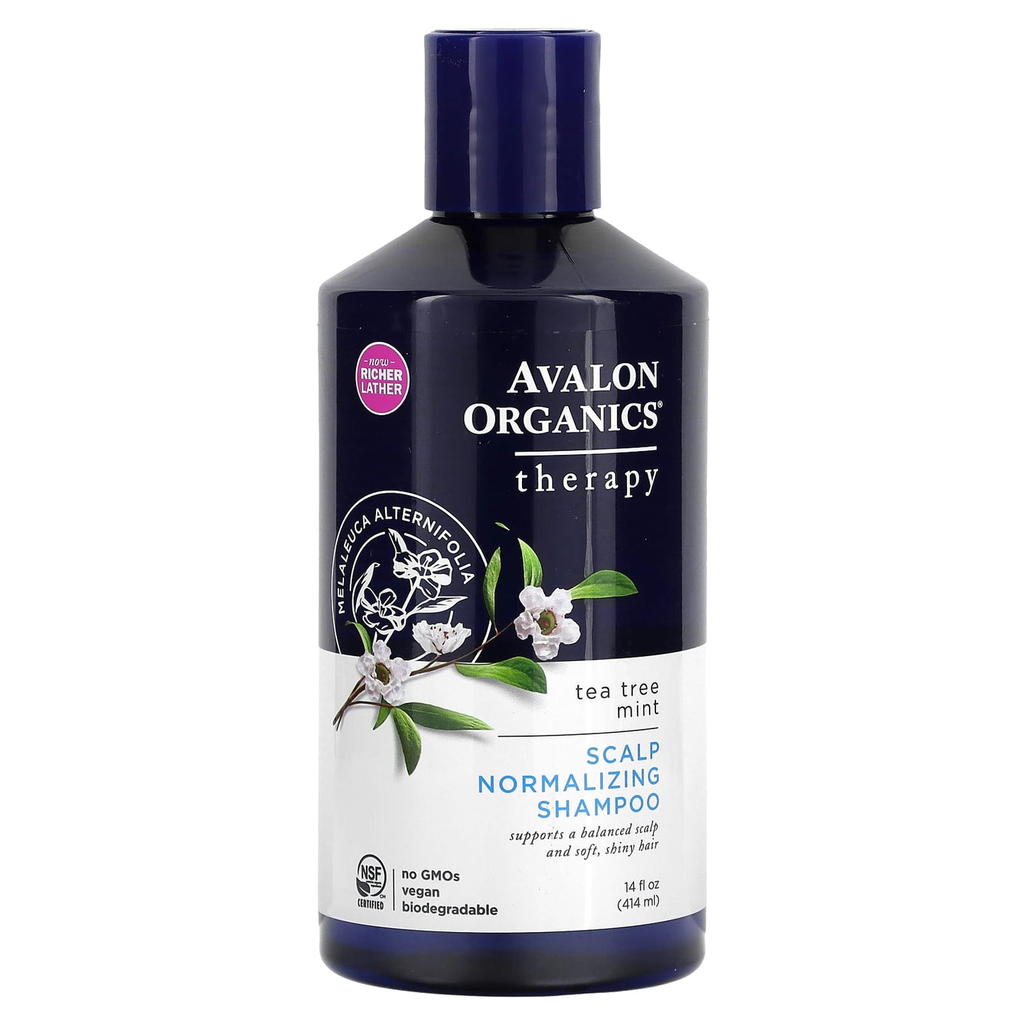 Avalon Organics-Therapy-Scalp Normalizing Shampoo-Tea Tree Mint-14 fl oz (414 ml)