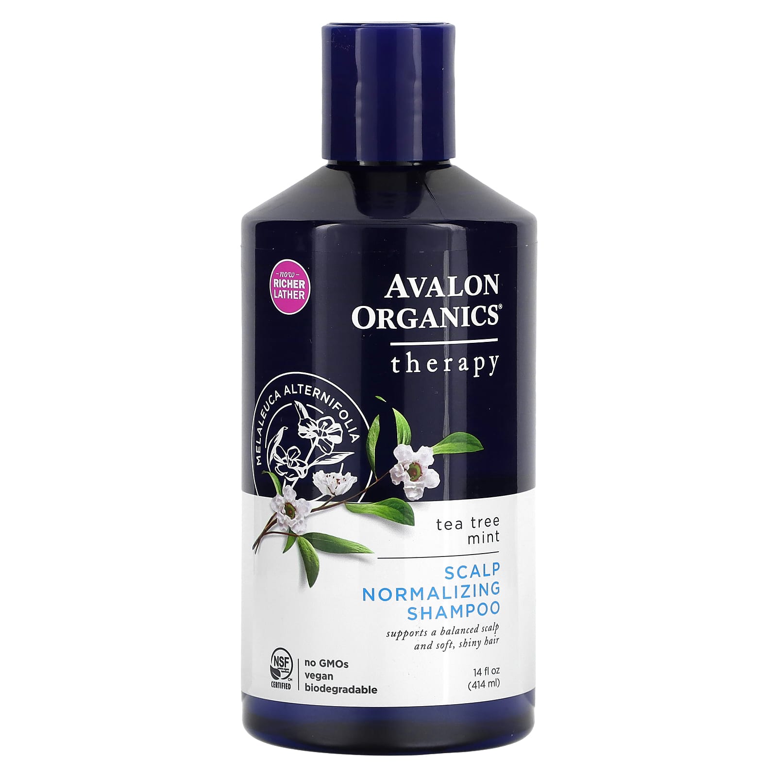 Avalon Organics-Therapy-Scalp Normalizing Shampoo-Tea Tree Mint-14 fl oz (414 ml)