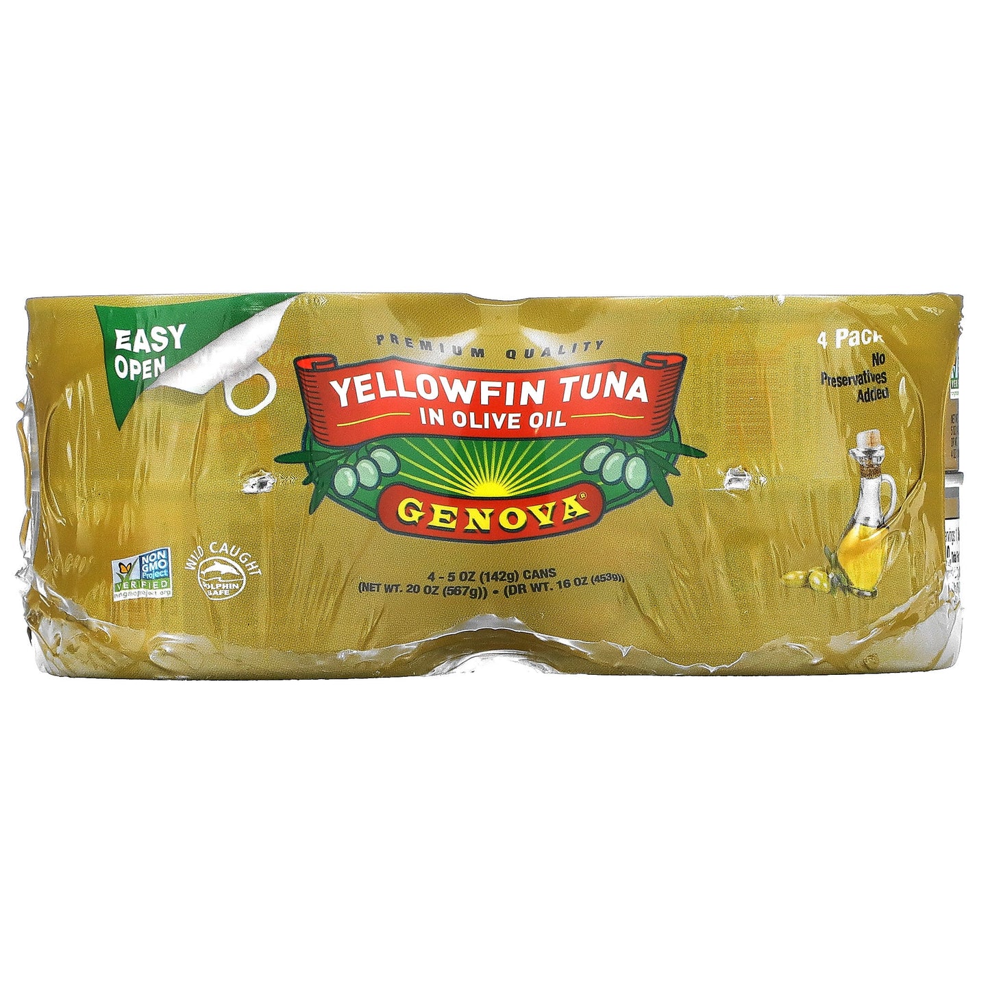 Genova-Yellowfin Tuna In Olive Oil-4 Pack-5 oz (142 g) Each