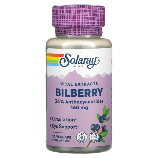 Solaray-Vital Extracts Bilberry-160 mg-30 VegCaps