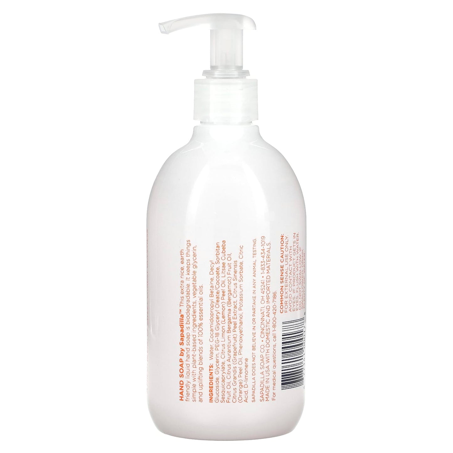 Sapadilla, Lovely Liquid, Hand Soap, Grapefruit + Bergamot, 12 fl oz (354 ml)