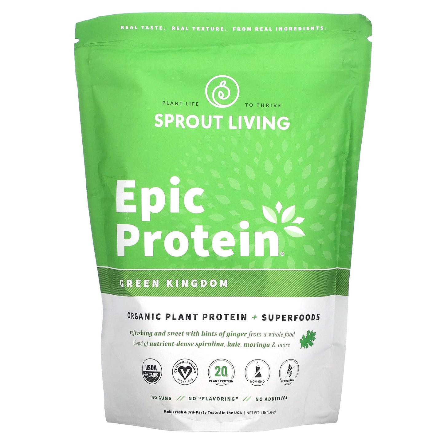 Sprout Living-Epic Protein-Organic Plant Protein + Superfoods-Green Kingdom-1 lb (456 g)