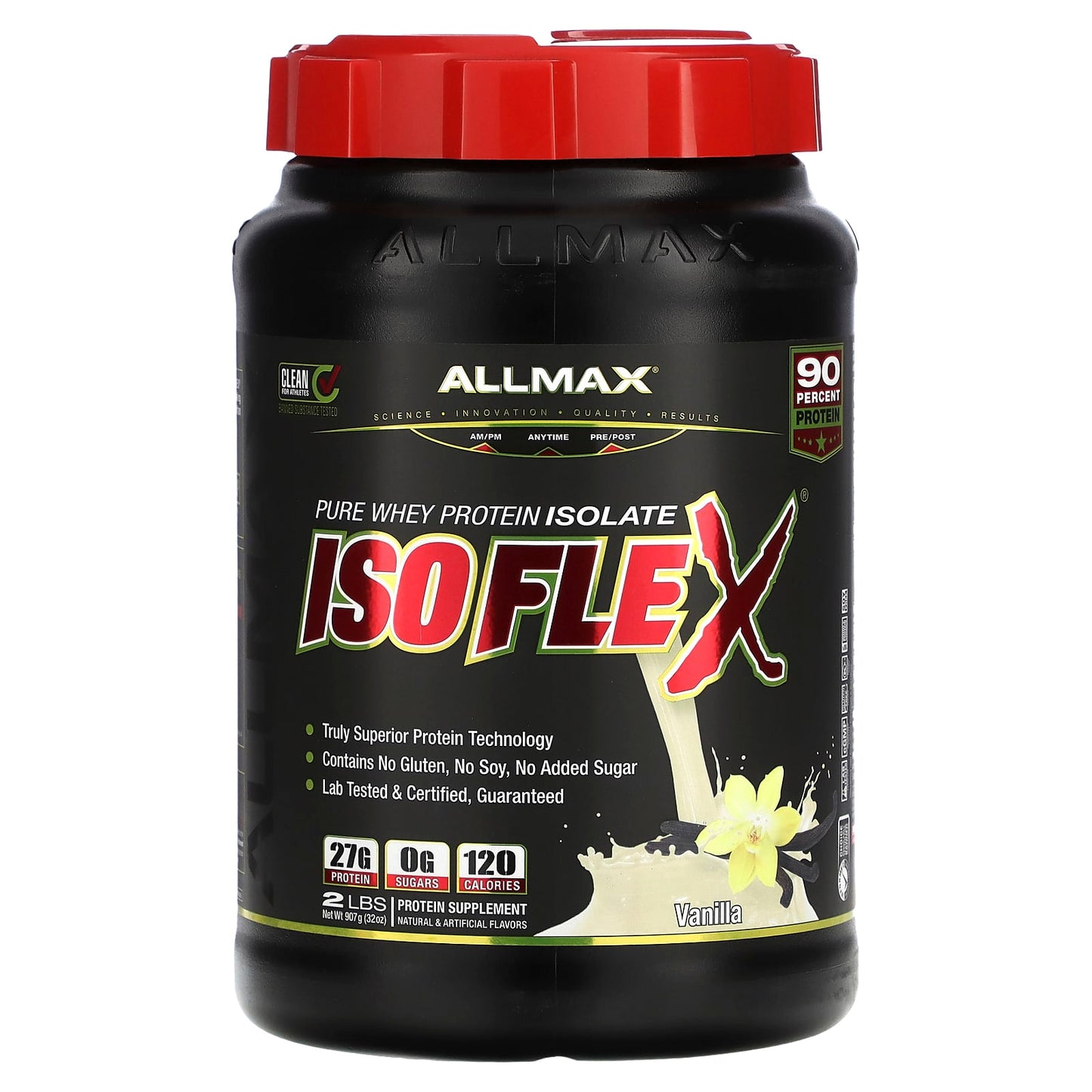 ALLMAX-Isoflex-100% Pure Whey Protein Isolate-Vanilla-2 lbs (907 g)