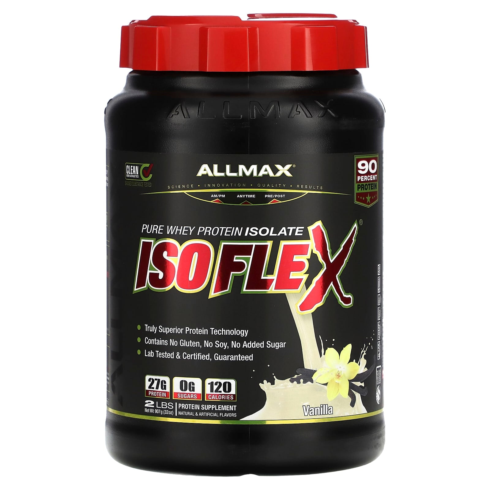 ALLMAX-Isoflex-100% Pure Whey Protein Isolate-Vanilla-2 lbs (907 g)