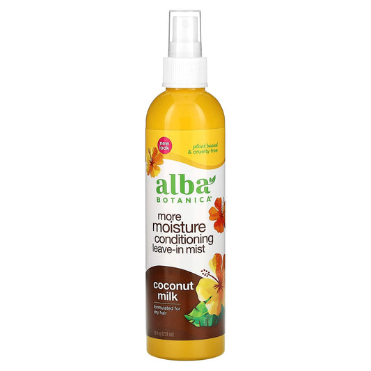 Alba Botanica-More Moisture Conditioning Leave-In Mist- For Dry Hair-Coconut Milk-8 fl oz (237 ml)