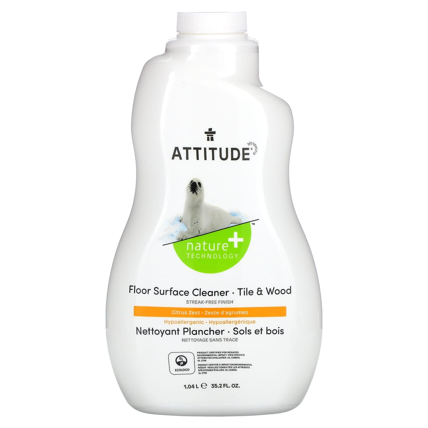 ATTITUDE-Floor Surface Cleaner-For Tile & Wood-Citrus Zest-35.2 fl oz (1.04 l)