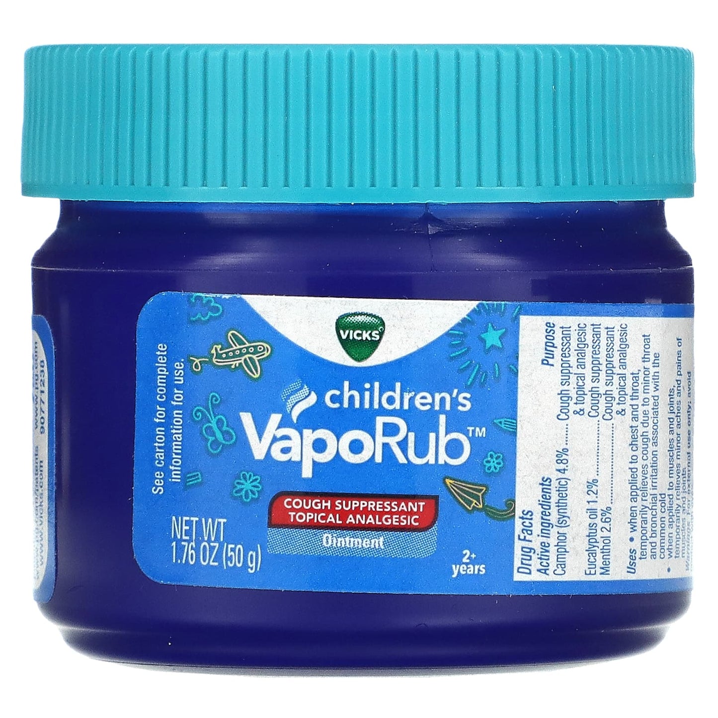 Vicks-Children's VapoRub-Ointment-Cough Suppressant-2+ Years-1.76 oz (50 g)