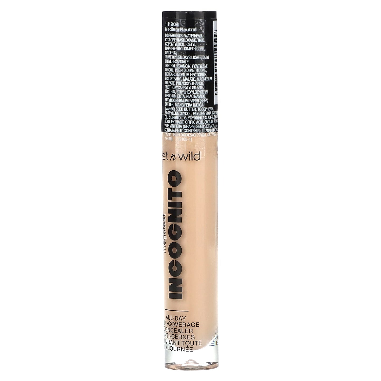 wet n wild, MegaLast, Incognito, All-Day Full-Coverage Concealer, 1111904 Medium Neutral, 0.18 fl oz (5.5 ml)