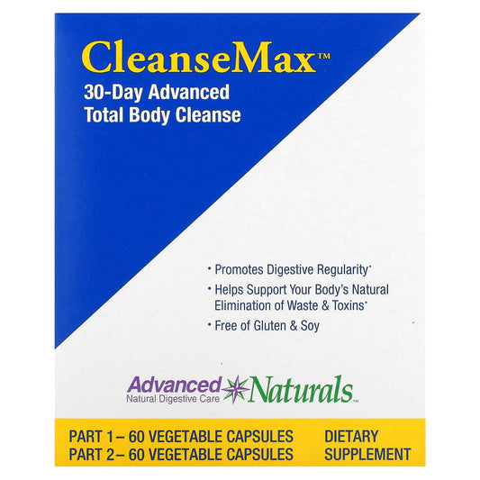 Advanced Naturals-CleanseMax-30-Day Advanced Total Body Cleanse-2 Bottles-60 Vegetable Capsules Each