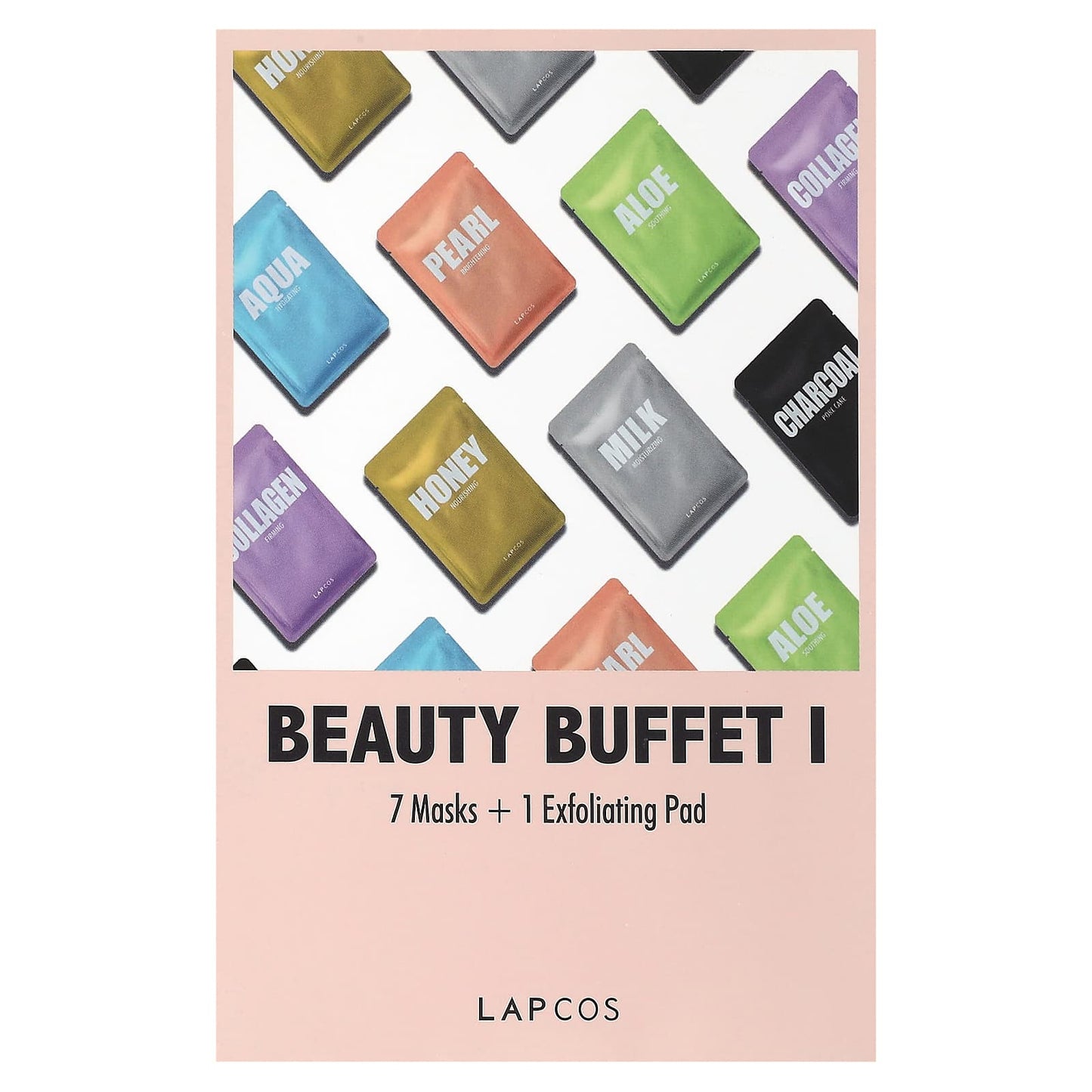 Lapcos, Beauty Buffet I, Variety Beauty Sheet Mask Set, 7 Sheets + 1 Pad