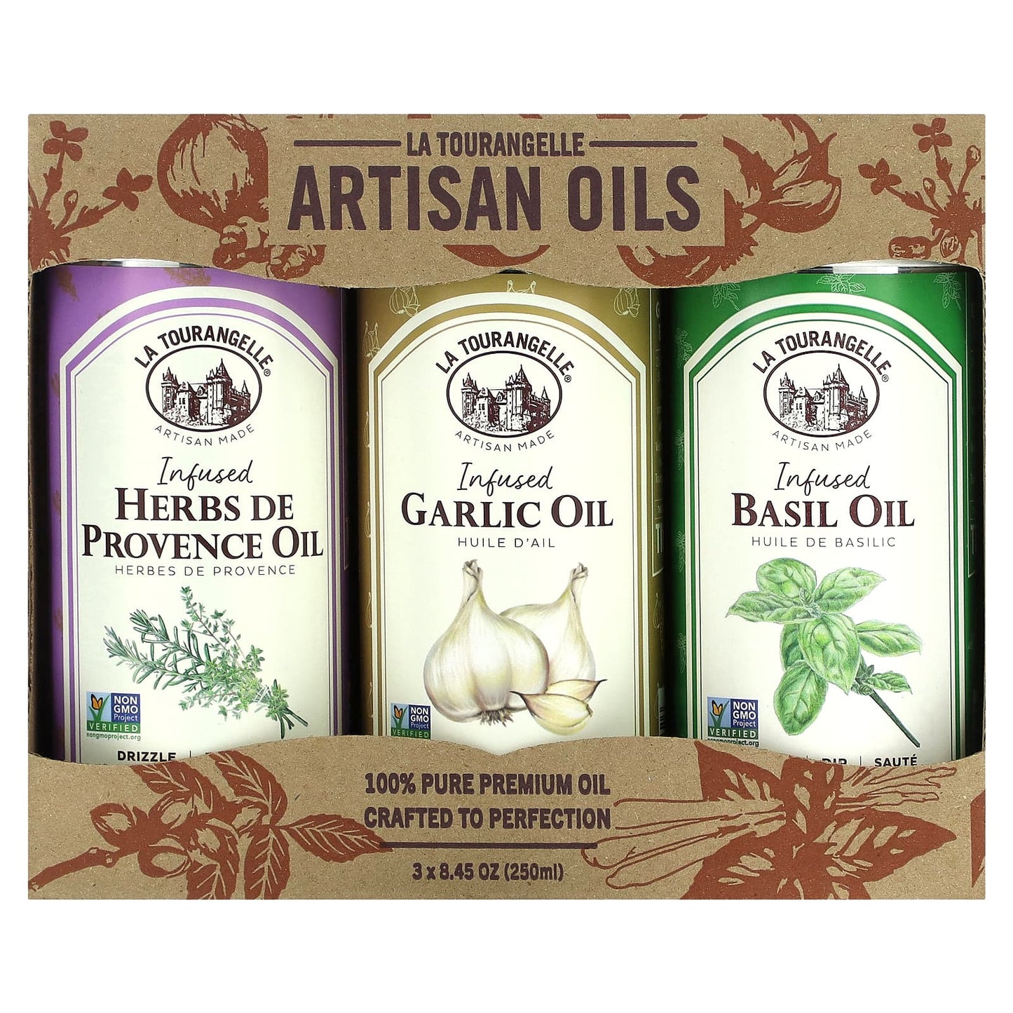 La Tourangelle-French Infused Trio Artisan Oils-3 Cans-8.45 fl oz (250 ml) Each