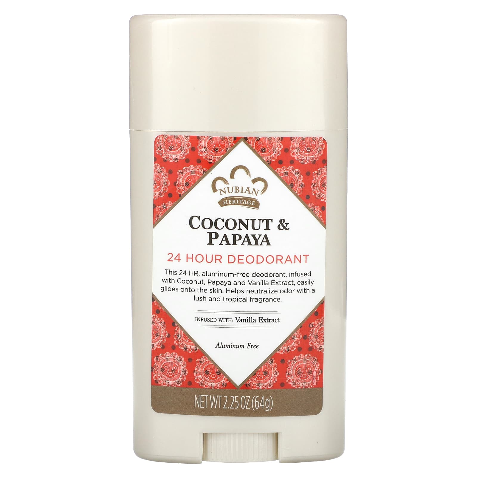 Nubian Heritage-24 Hour Deodorant-Coconut & Papaya-2.25 oz (64 g)