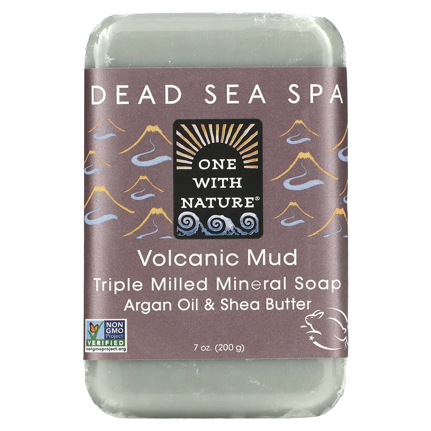 One with Nature-Triple Milled Mineral Soap Bar-Volcanic Mud-7 oz (200 g)