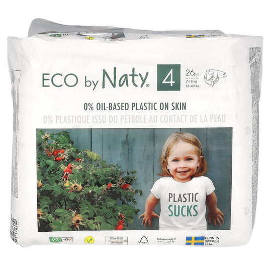 Naty-Eco Diaper-Size 4-15-40 lbs (7-18 kg)-26 Diapers