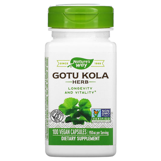 Nature's Way-Gotu Kola Herb-950 mg-100 Vegan Capsules (475 mg per Capsule)