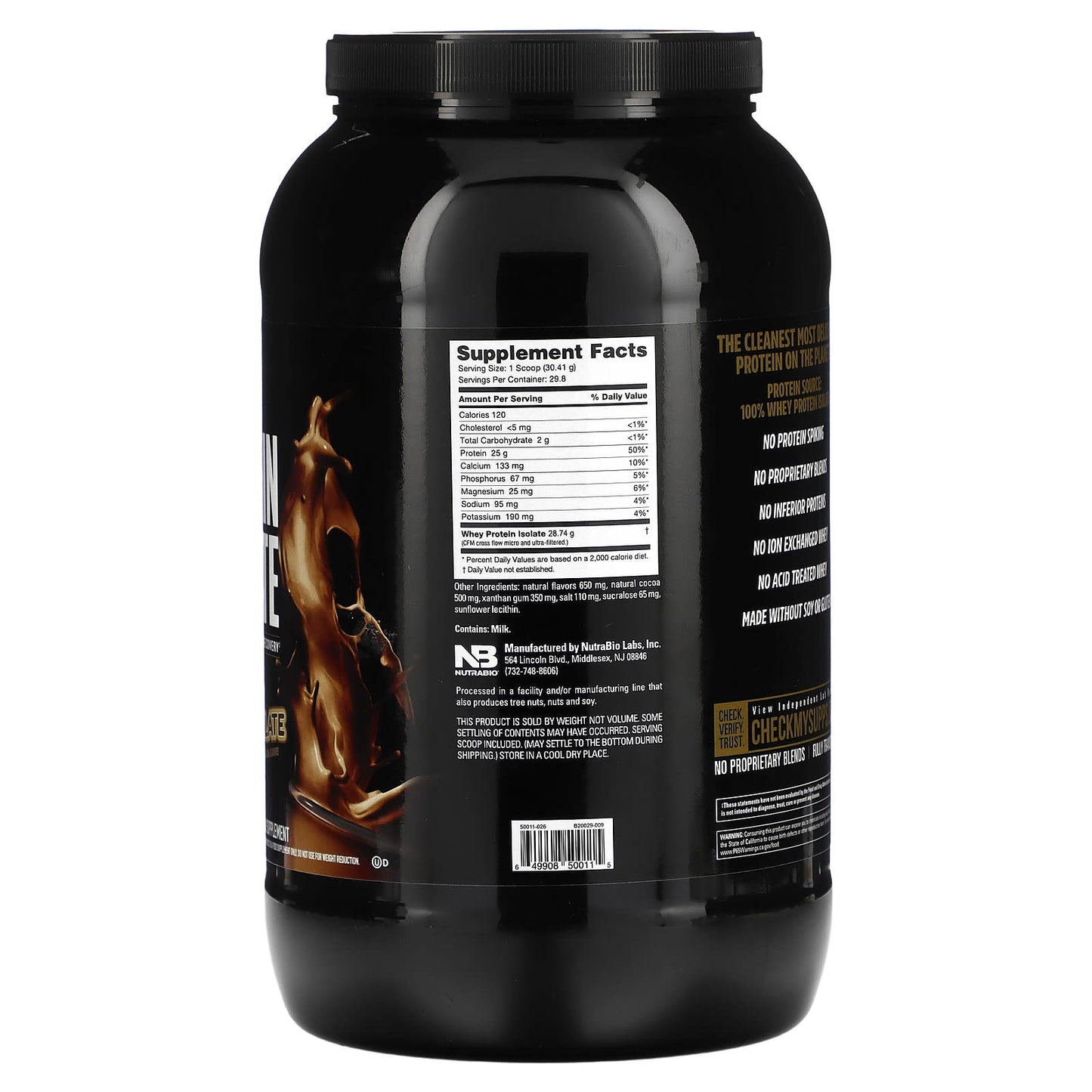 NutraBio, Whey Protein Isolate, Dutch Chocolate, 2 lb (907 g)