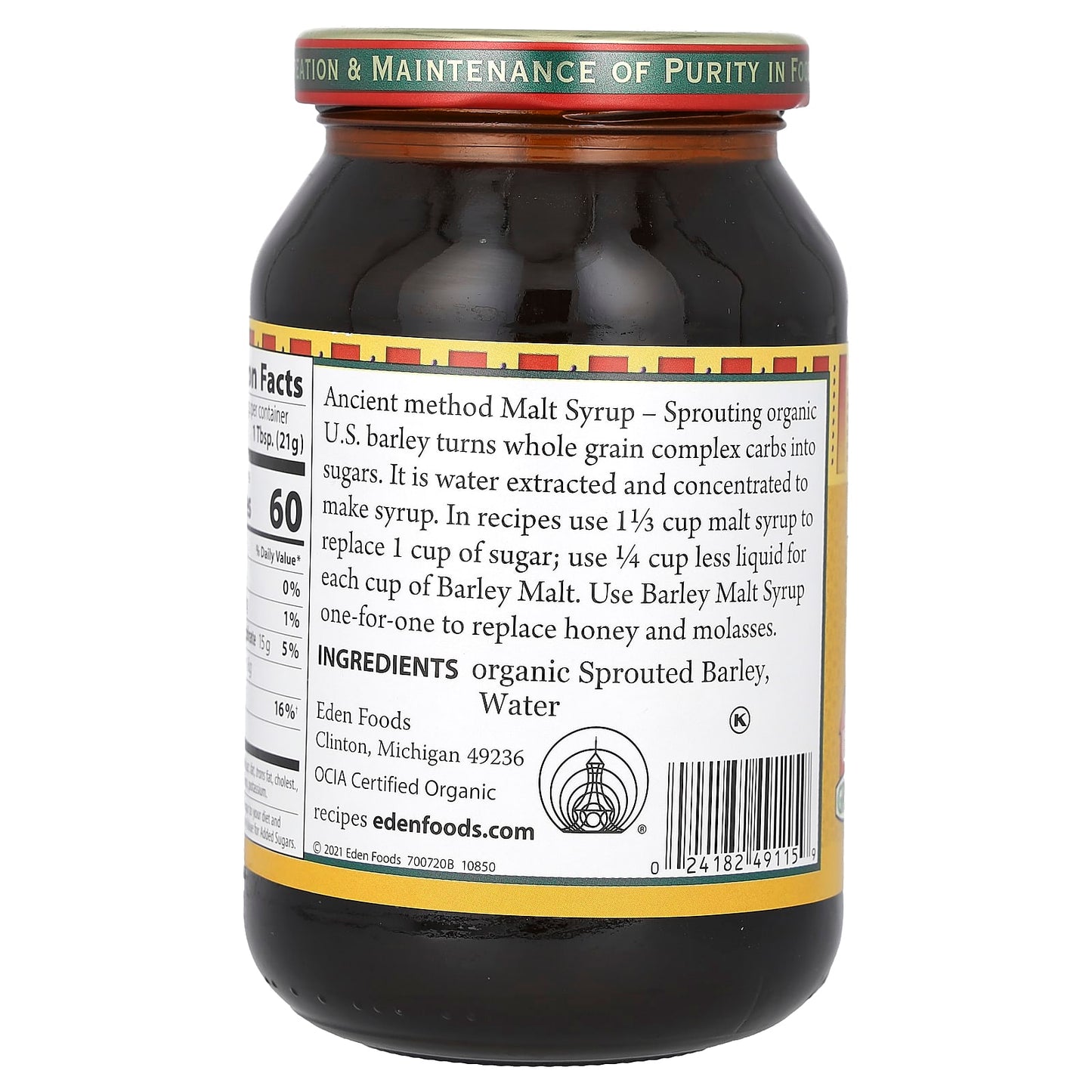 Eden Foods, Organic Traditional Barley Malt Syrup, 20 oz (566 g)