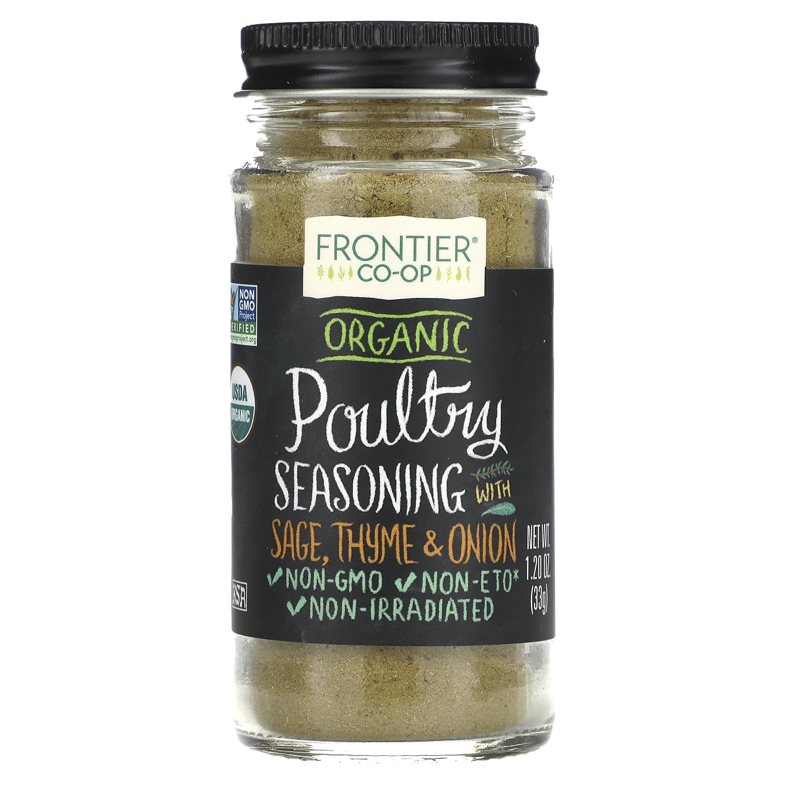 Frontier Co-op-Organic Poultry Seasoning With Sage-Thyme & Onion-1.20 oz (33 g)