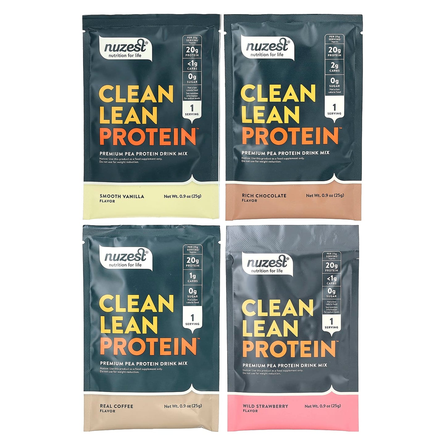 Nuzest, Clean Lean Protein, 4 Flavor Mix Pack, 10 Packets, 0.9 oz (25 g) Each