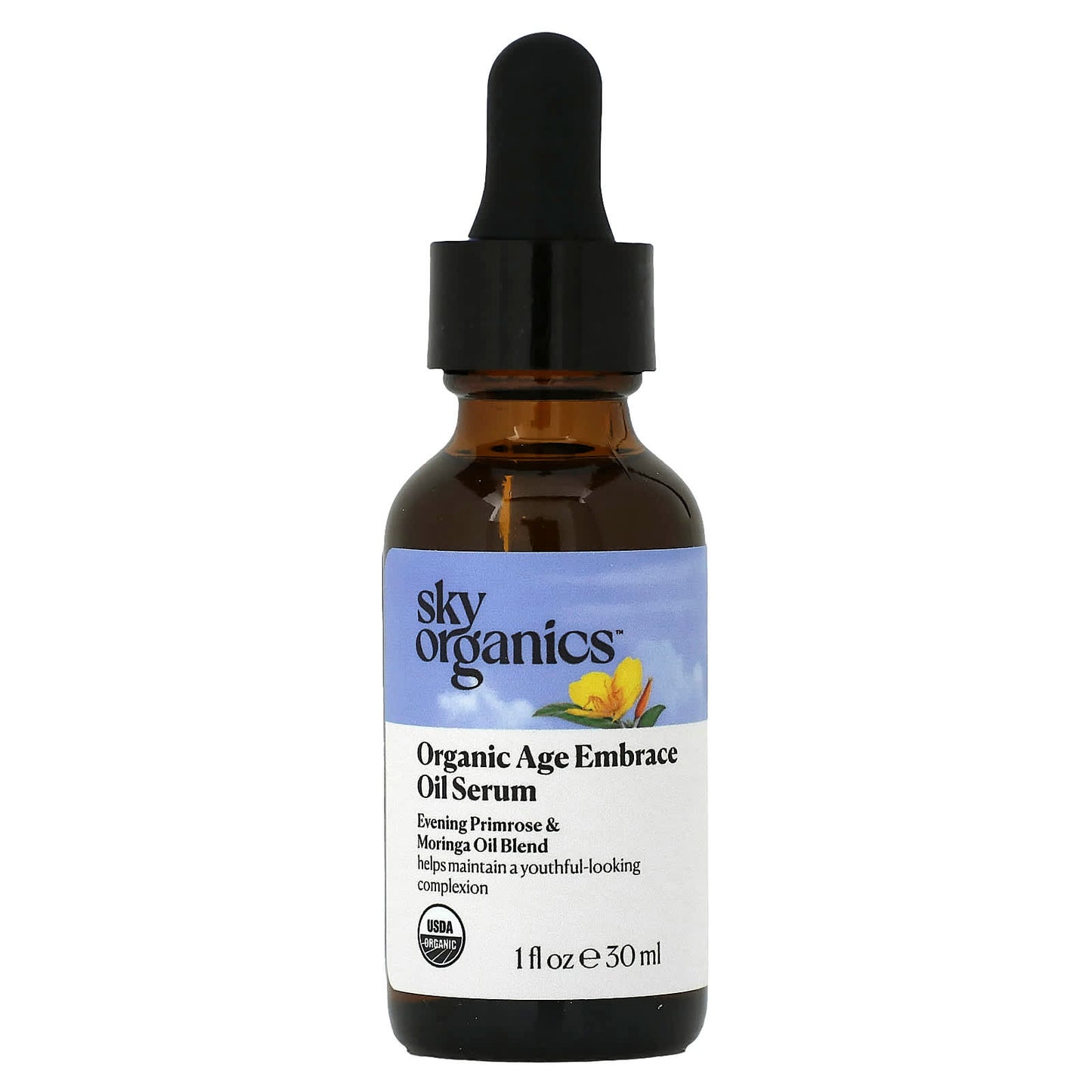 Sky Organics-Organic Age Embrace Oil Serum-Evening Primrose & Moringa Oil Blend-1 fl oz (30 ml)