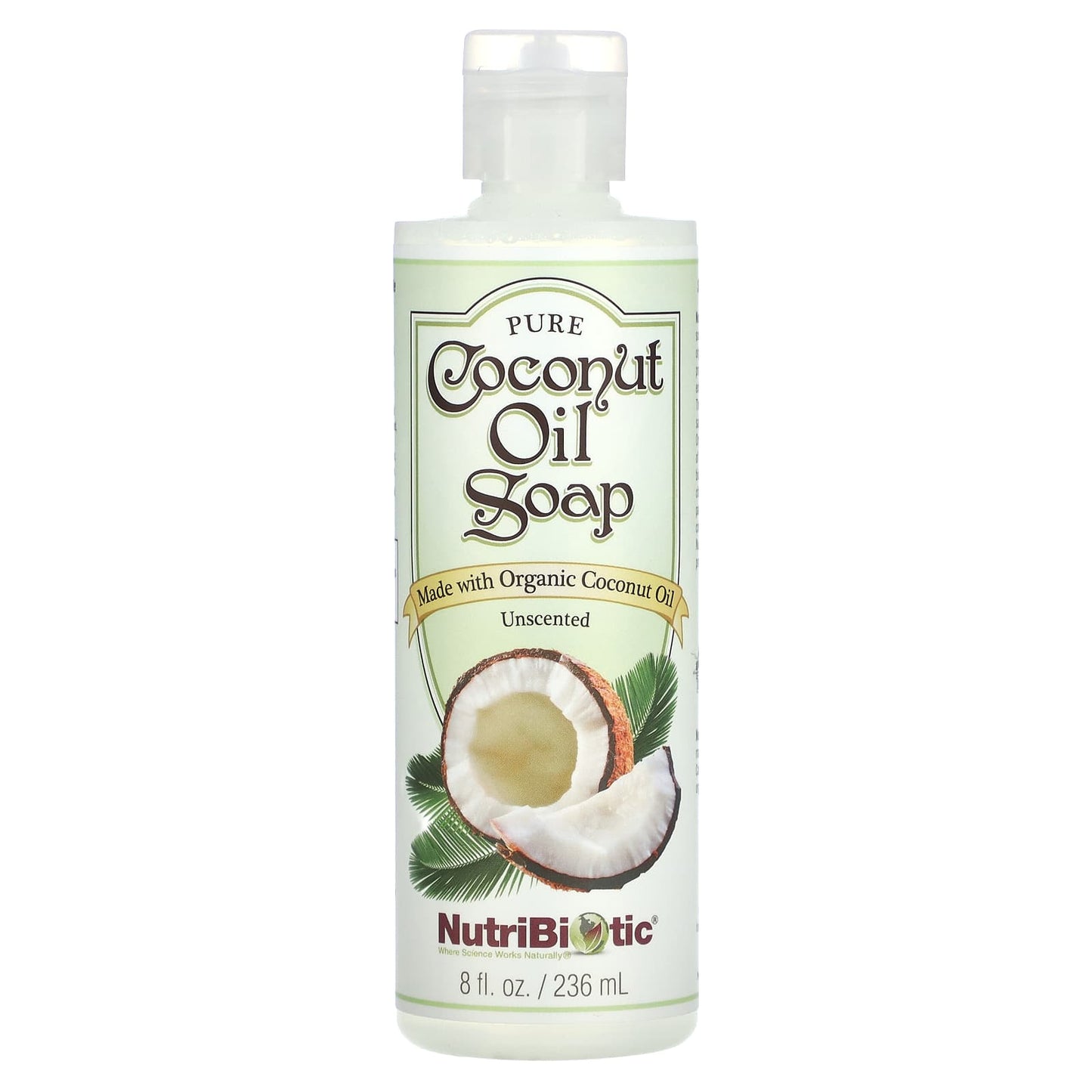 NutriBiotic-Pure Coconut Oil Soap-Unscented-8 fl oz (236 ml)