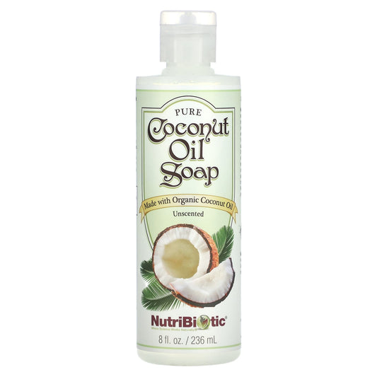 NutriBiotic-Pure Coconut Oil Soap-Unscented-8 fl oz (236 ml)