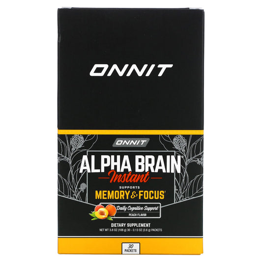 Onnit-Alpha Brain Instant-Memory & Focus- Peach-30 Packets-0.13 oz (3.6 g) Each