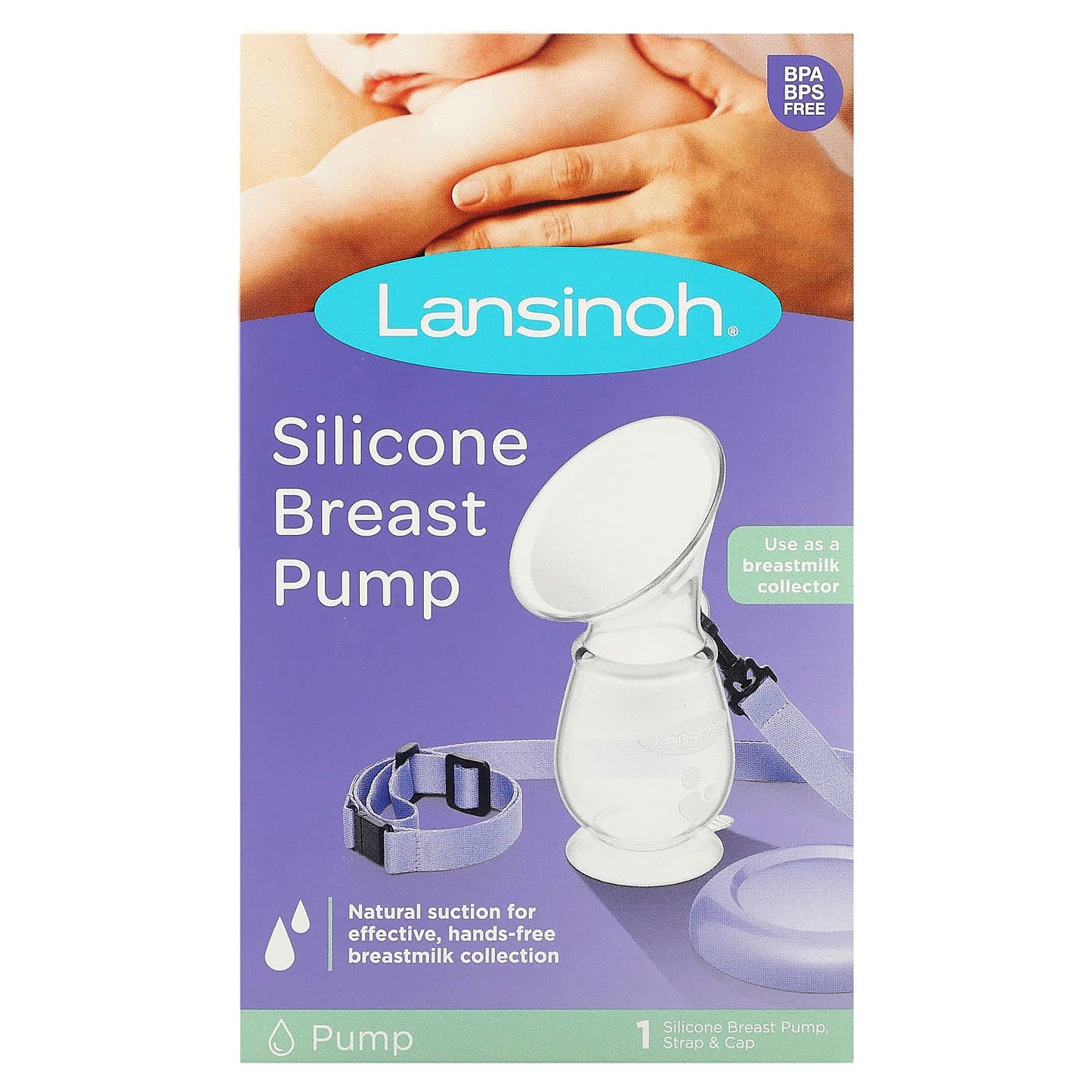 Lansinoh-Silicone Breast Pump-1 Pump-Strap & Cap