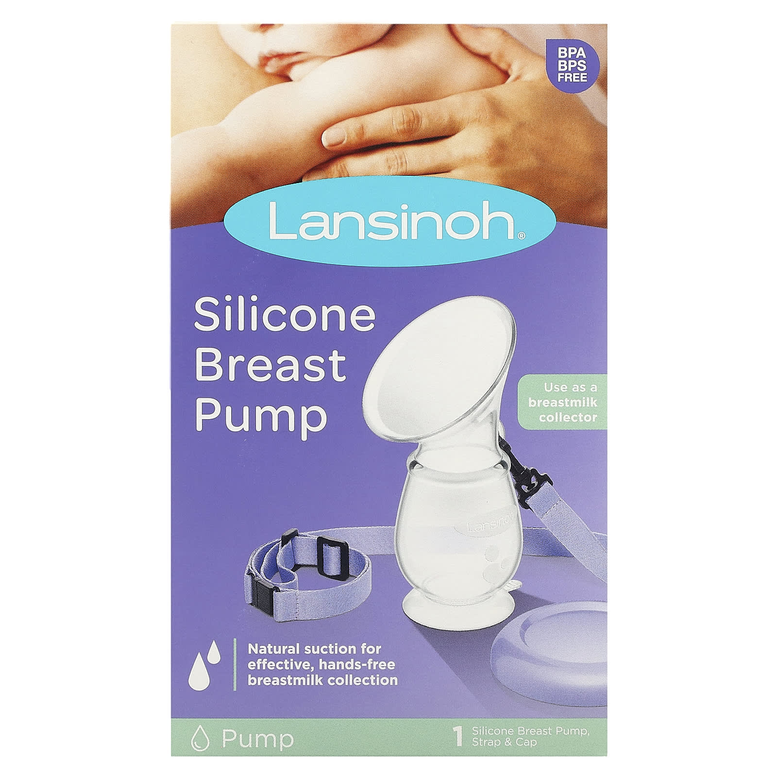 Lansinoh-Silicone Breast Pump-1 Pump-Strap & Cap